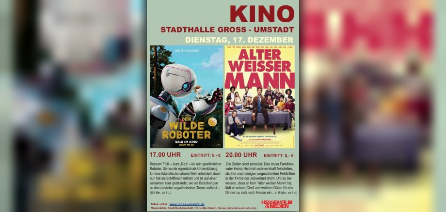 Plakat Stadthallenkino im Dezember